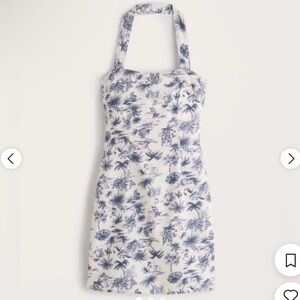 Abercrombie & Fitch Halter Blue and White Linen Dress size M NWT